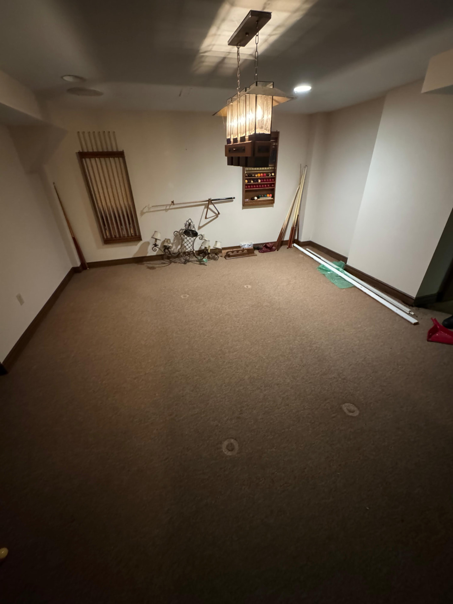 After: basement pool table removal — space completely cleared